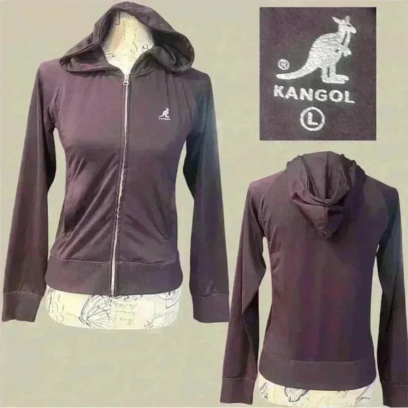 Kangol Active Wear Full Zip Jacket w/Hoodie Womens Large Stretch Athleisure READ - Picture 1 of 10